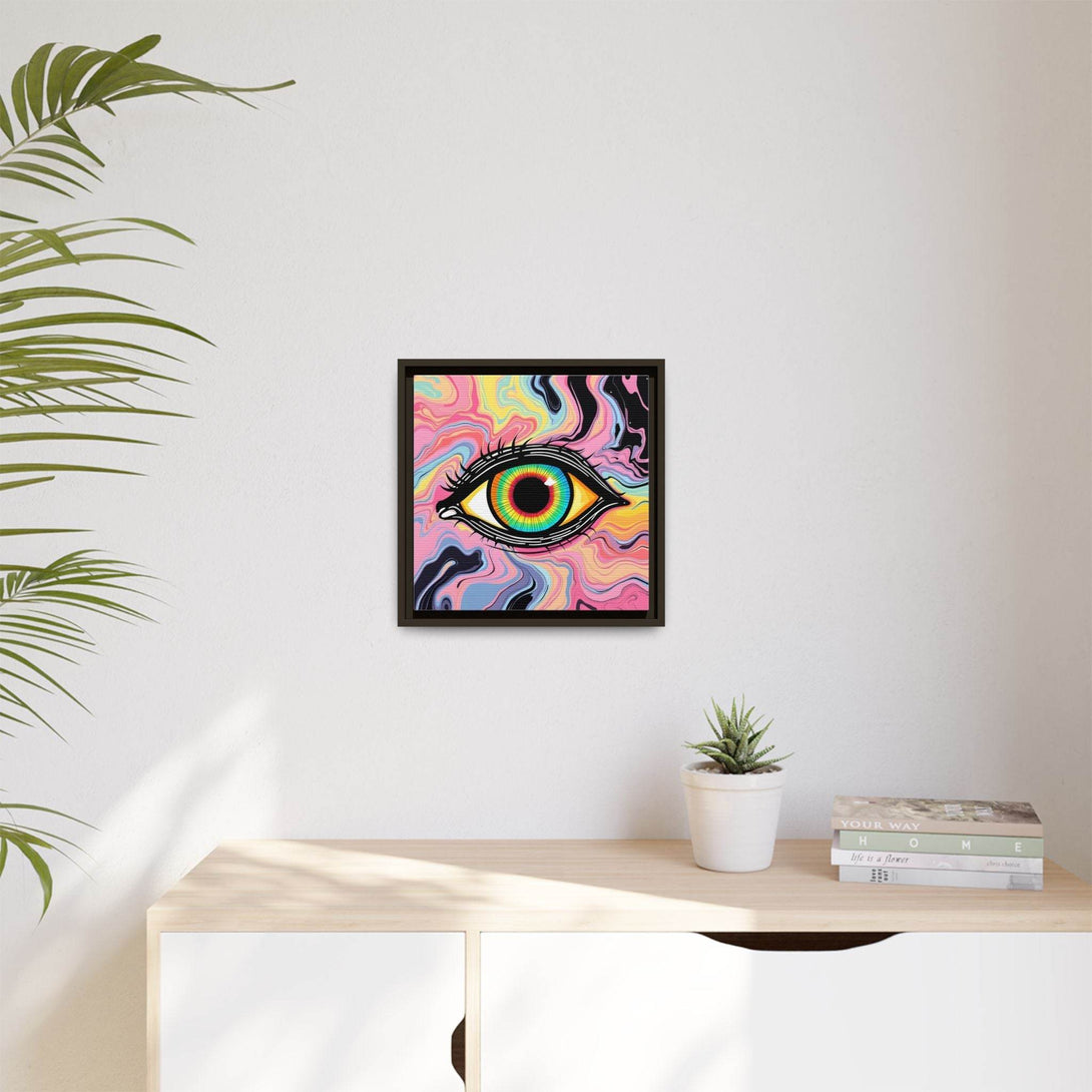 PsEyeFlow #33 – The Watcher’s Descent on Framed Matte Canvas (multi colour) - Highdellic
