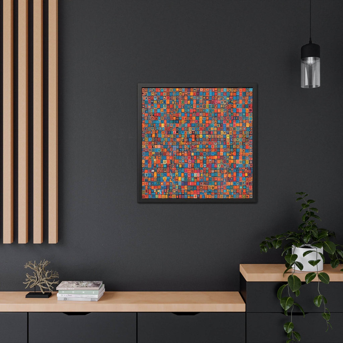 PsEyeCode #1 - Digital Mosaic - (Vibrant Colours Wooden Frame) - Highdellic