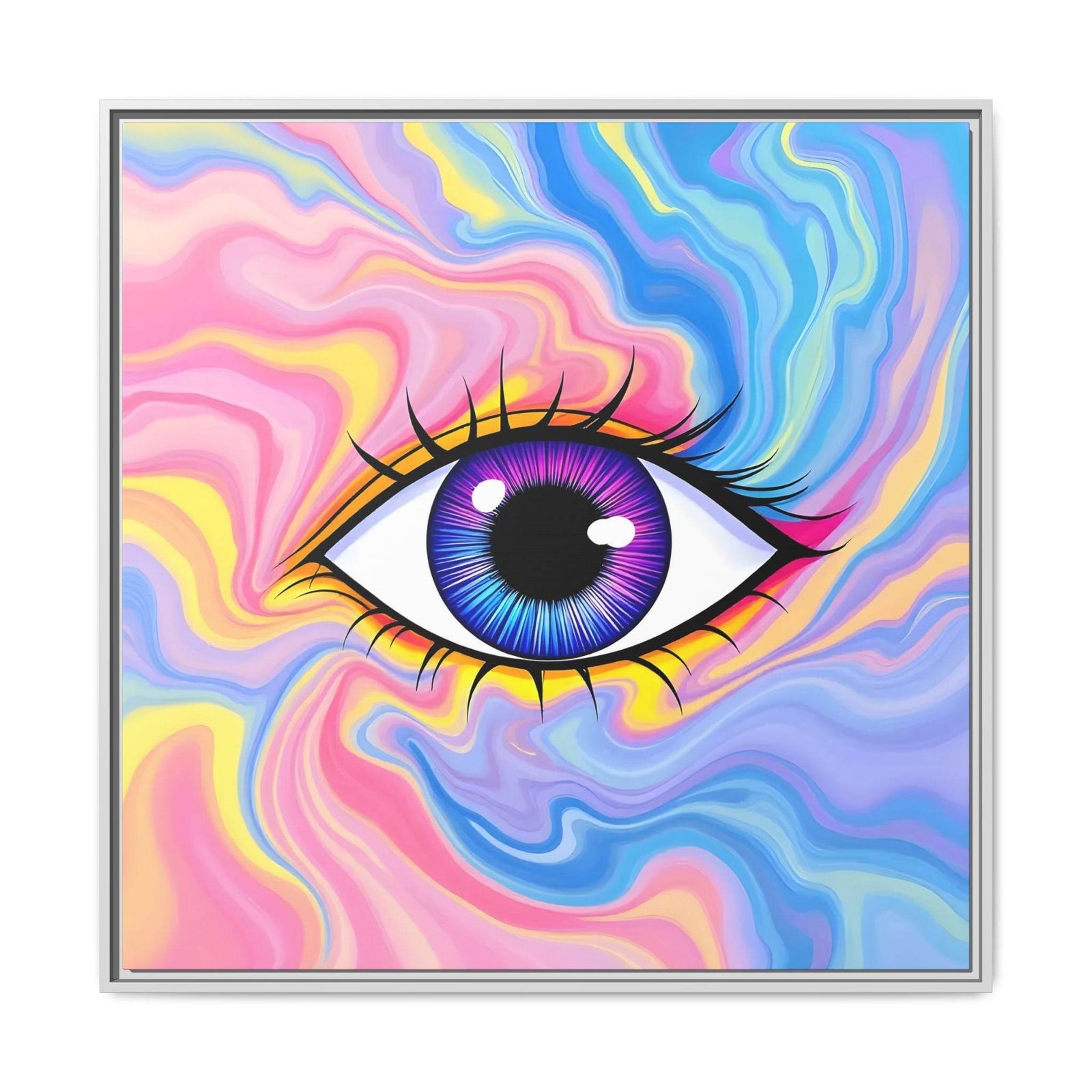 PsEyeFlow #28 - Cosmic Mirage on Framed Matte Canvas (Multi-color) - Highdellic