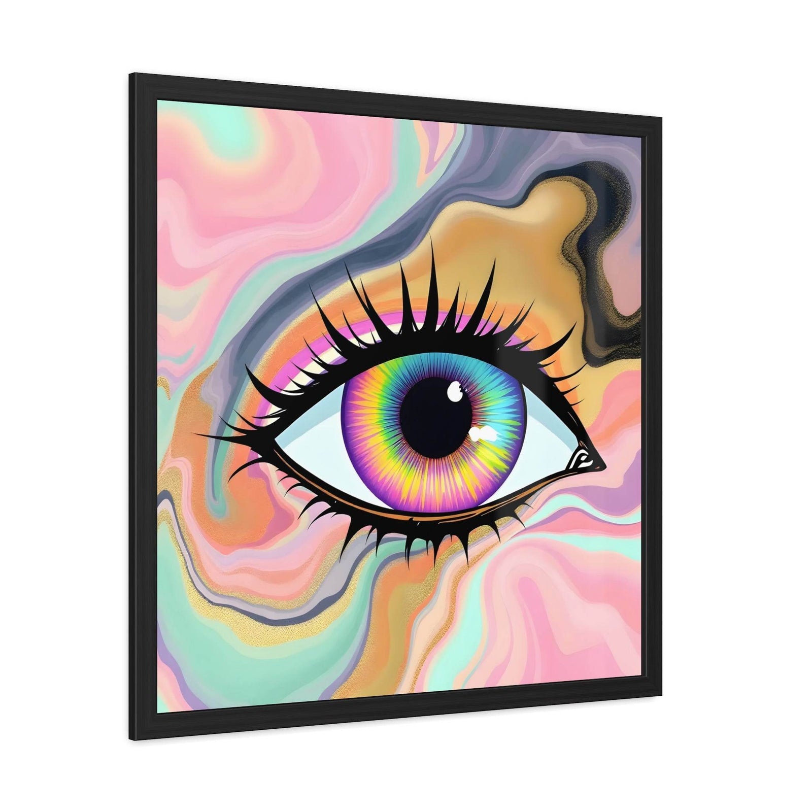 PsEyeFlow #7 - Cosmic Gaze. ( wood Framed semi-gloss coated paper ) - Highdellic