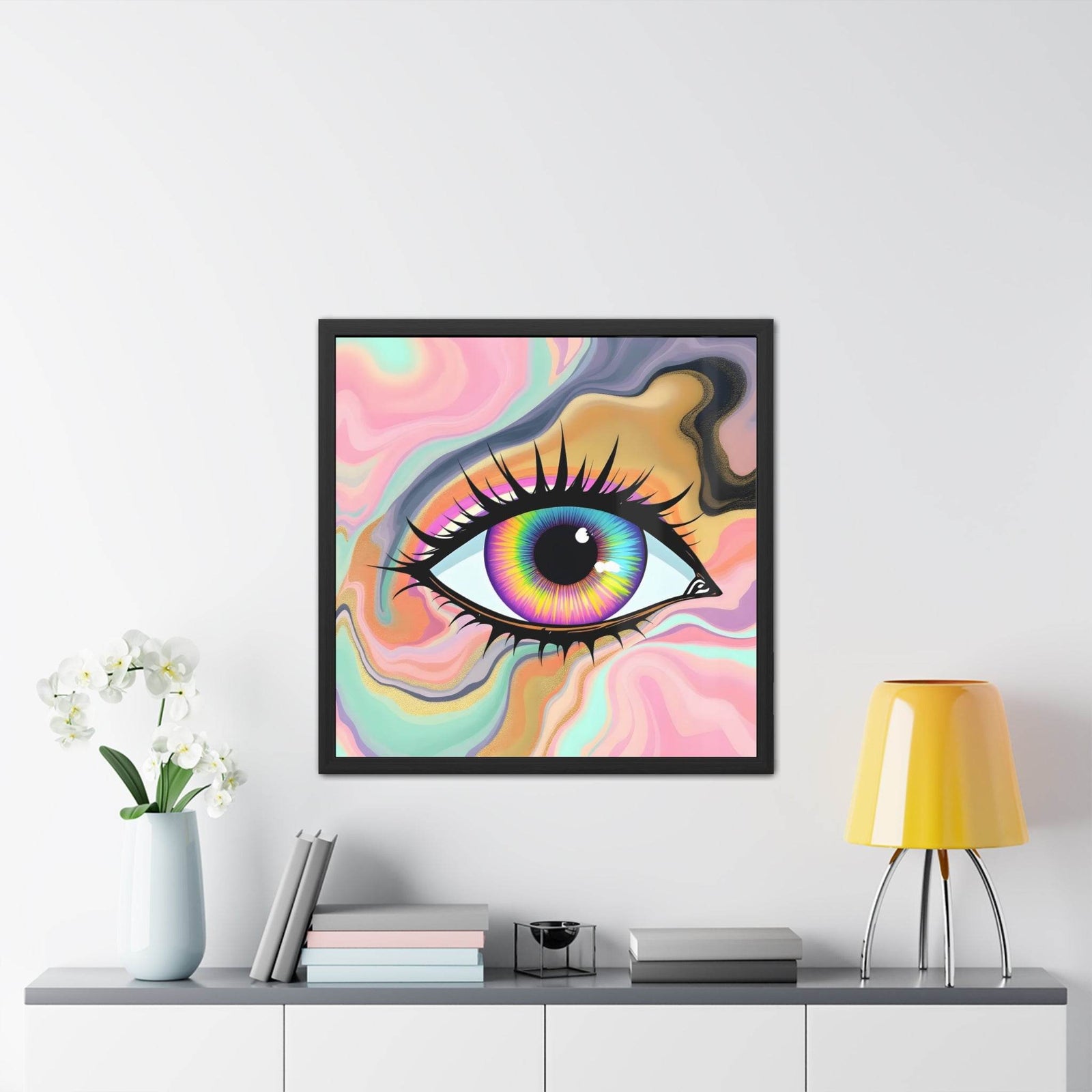 PsEyeFlow #7 - Cosmic Gaze. ( wood Framed semi-gloss coated paper ) - Highdellic