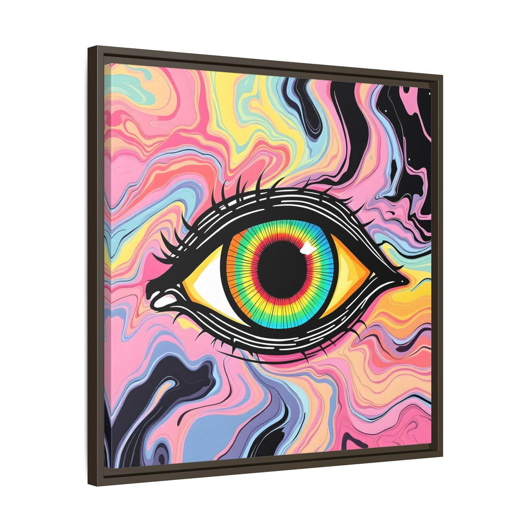 PsEyeFlow #33 – The Watcher’s Descent on Framed Matte Canvas (multi colour) - Highdellic