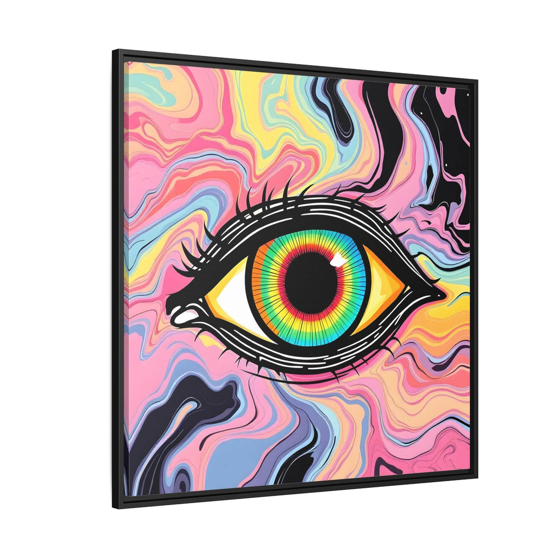 PsEyeFlow #33 – The Watcher’s Descent on Framed Matte Canvas (multi colour) - Highdellic