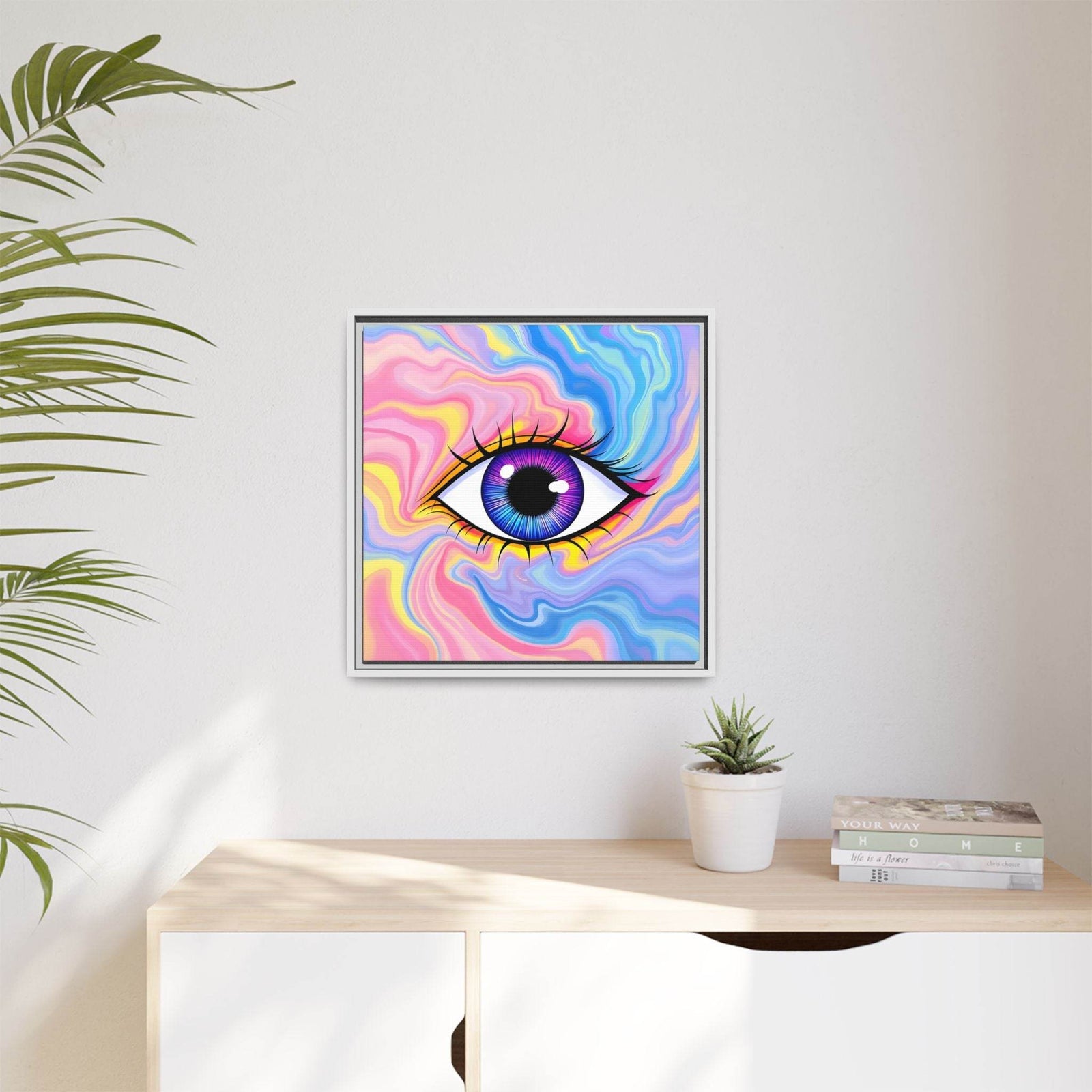 PsEyeFlow #28 - Cosmic Mirage on Framed Matte Canvas (Multi-color) - Highdellic