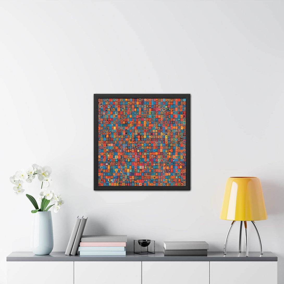 PsEyeCode #1 - Digital Mosaic - (Vibrant Colours Wooden Frame) - Highdellic