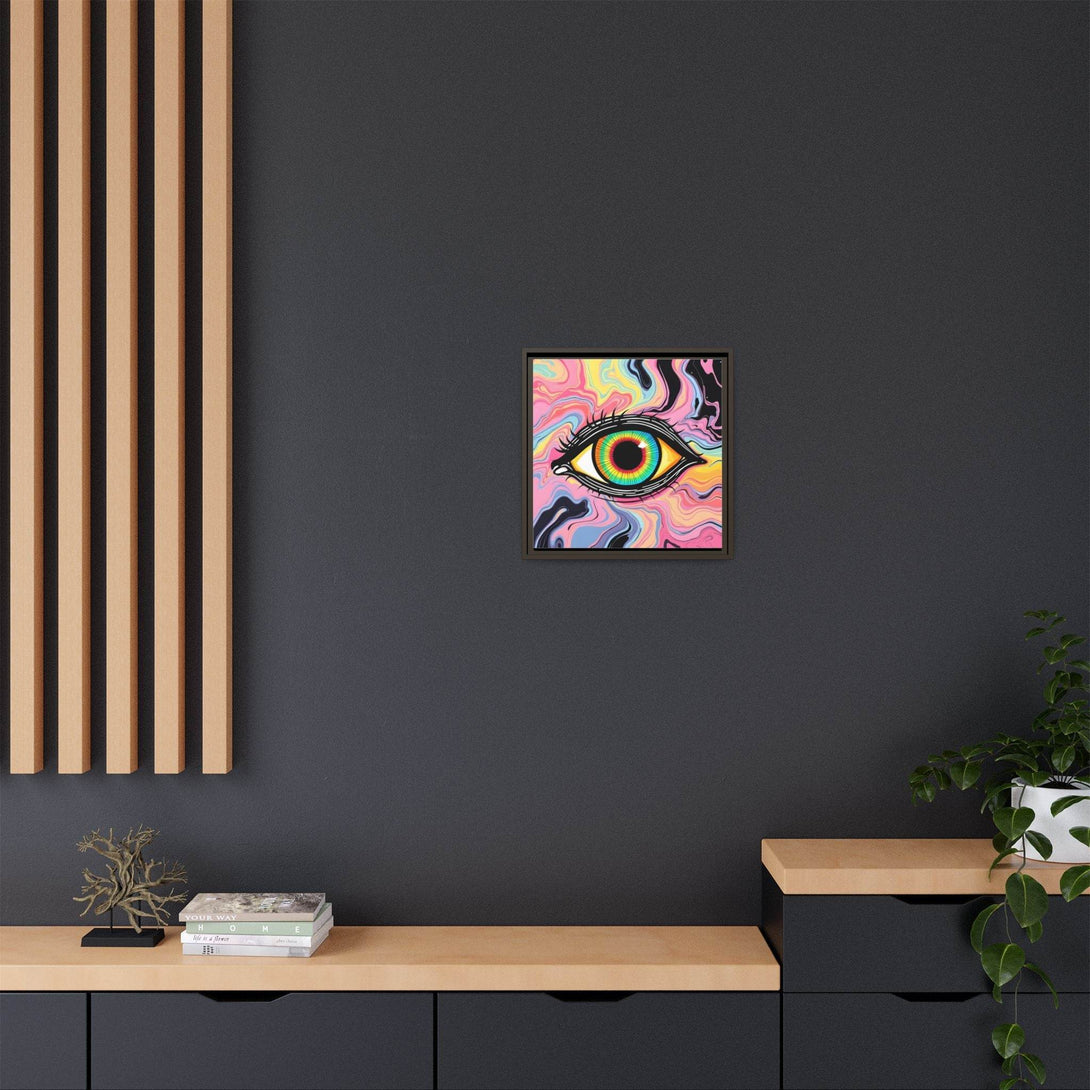 PsEyeFlow #33 – The Watcher’s Descent on Framed Matte Canvas (multi colour) - Highdellic