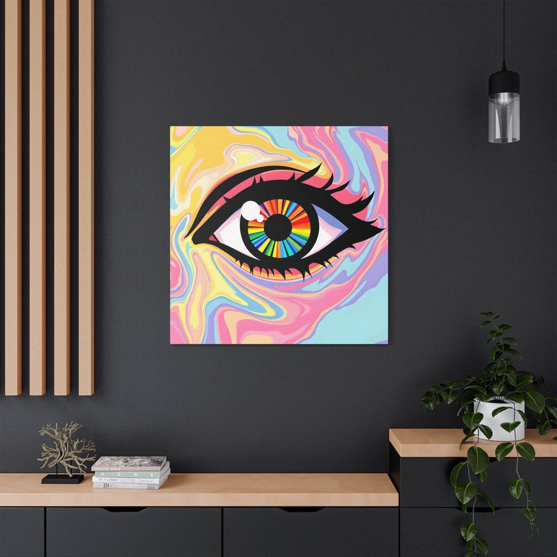 PsEyeFlow #12 - Prismatic Glimpse. (Satin Canvas, Stretched) - Highdellic
