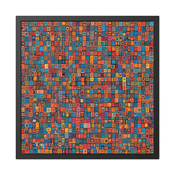 PsEyeCode #1 - Digital Mosaic - (Vibrant Colours Wooden Frame) - Highdellic
