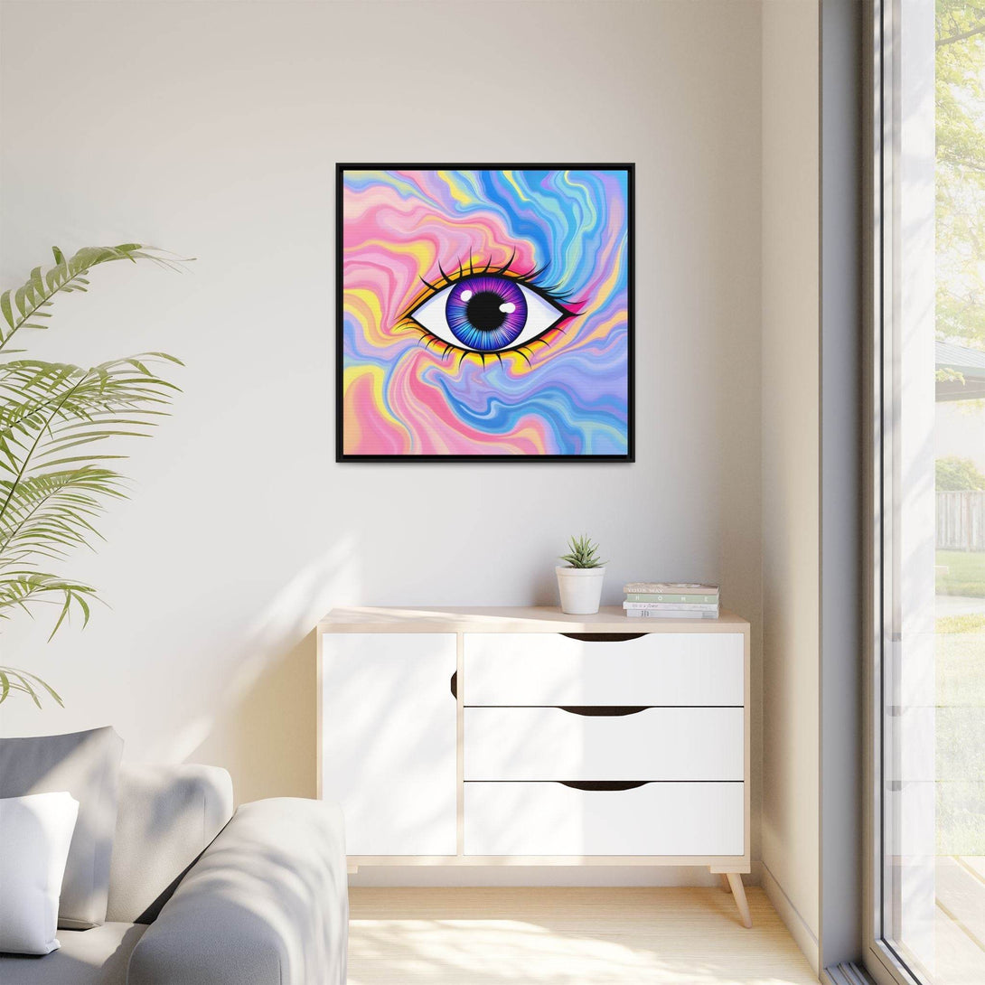 PsEyeFlow #28 - Cosmic Mirage on Framed Matte Canvas (Multi-color) - Highdellic