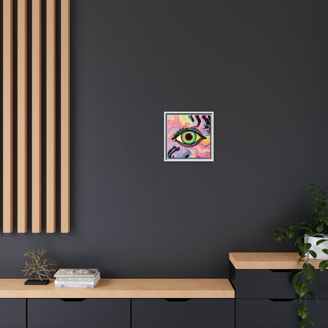 PsEyeFlow #33 – The Watcher’s Descent on Framed Matte Canvas (multi colour) - Highdellic