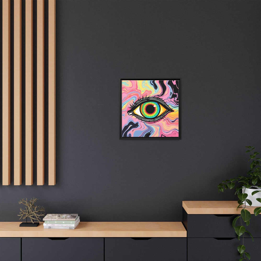 PsEyeFlow #33 – The Watcher’s Descent on Framed Matte Canvas (multi colour) - Highdellic