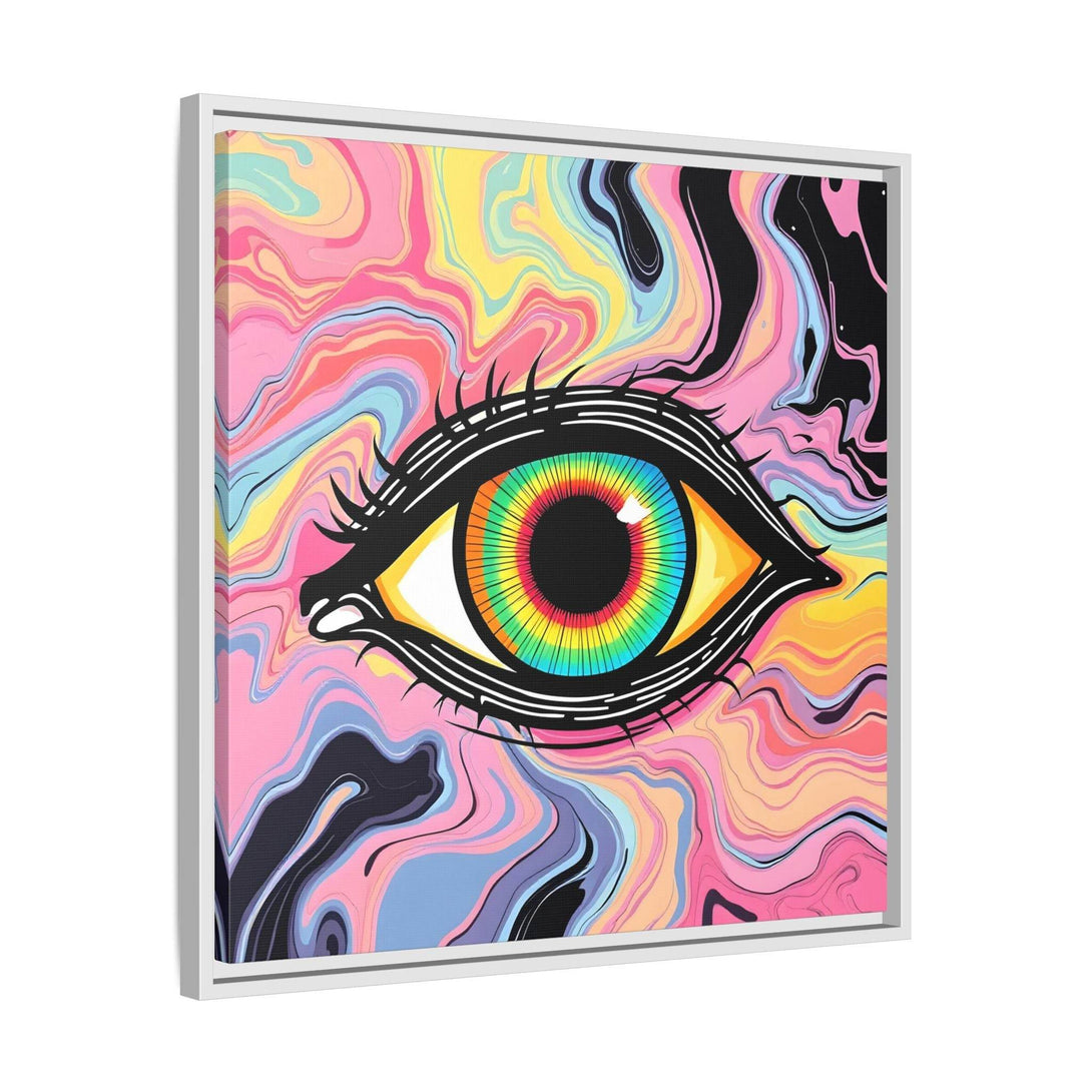 PsEyeFlow #33 – The Watcher’s Descent on Framed Matte Canvas (multi colour) - Highdellic
