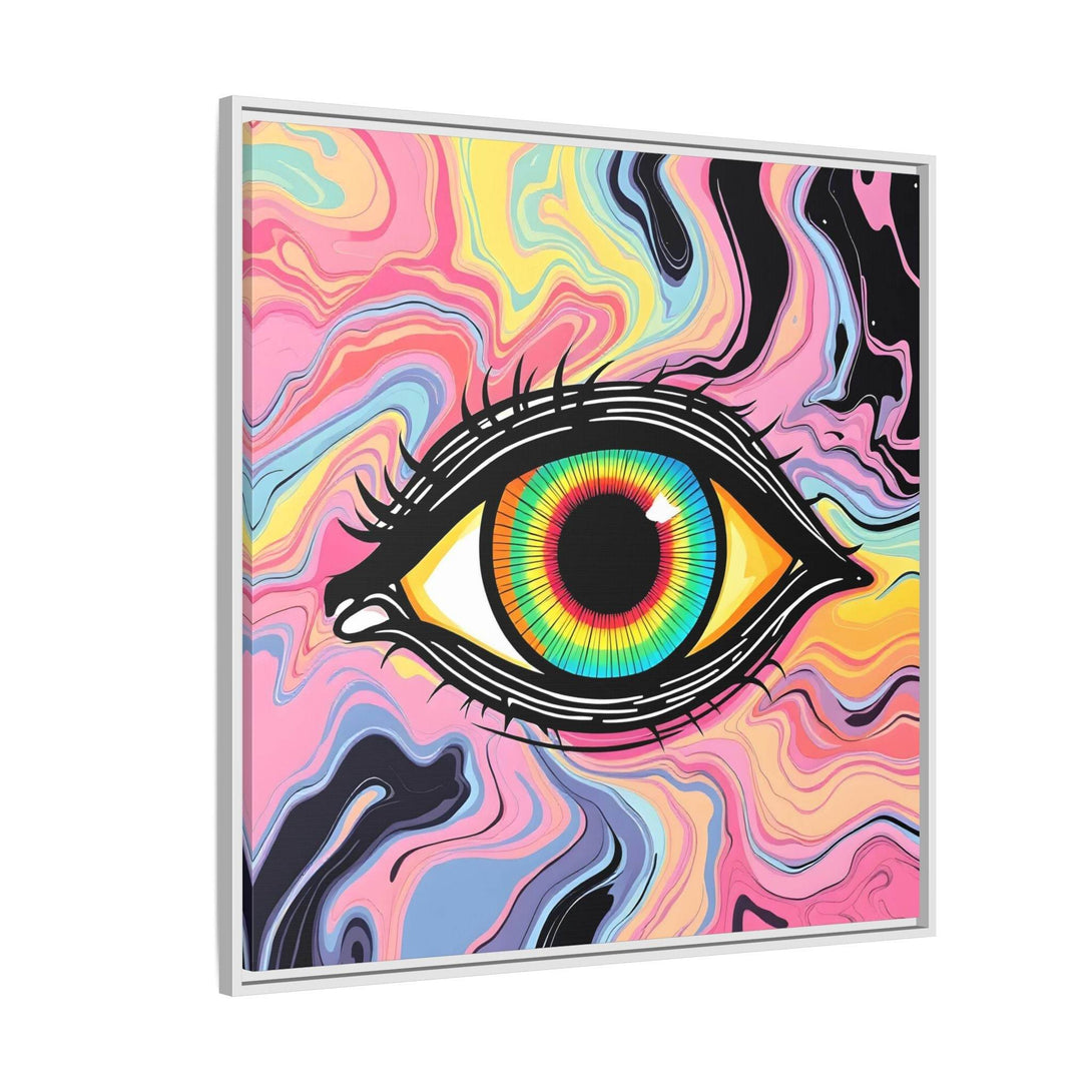 PsEyeFlow #33 – The Watcher’s Descent on Framed Matte Canvas (multi colour) - Highdellic