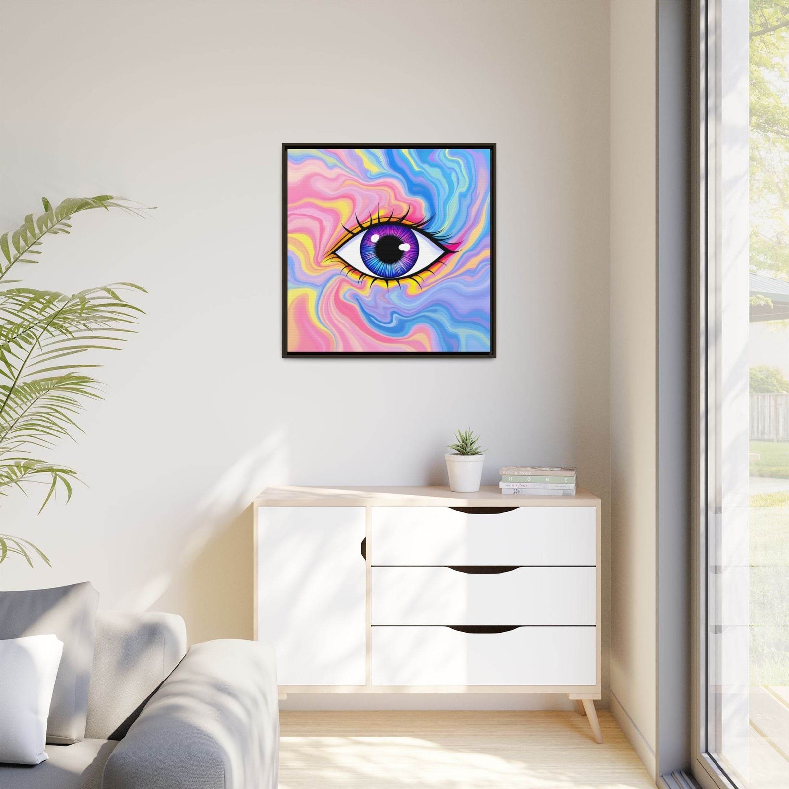 PsEyeFlow #28 - Cosmic Mirage on Framed Matte Canvas (Multi-color) - Highdellic