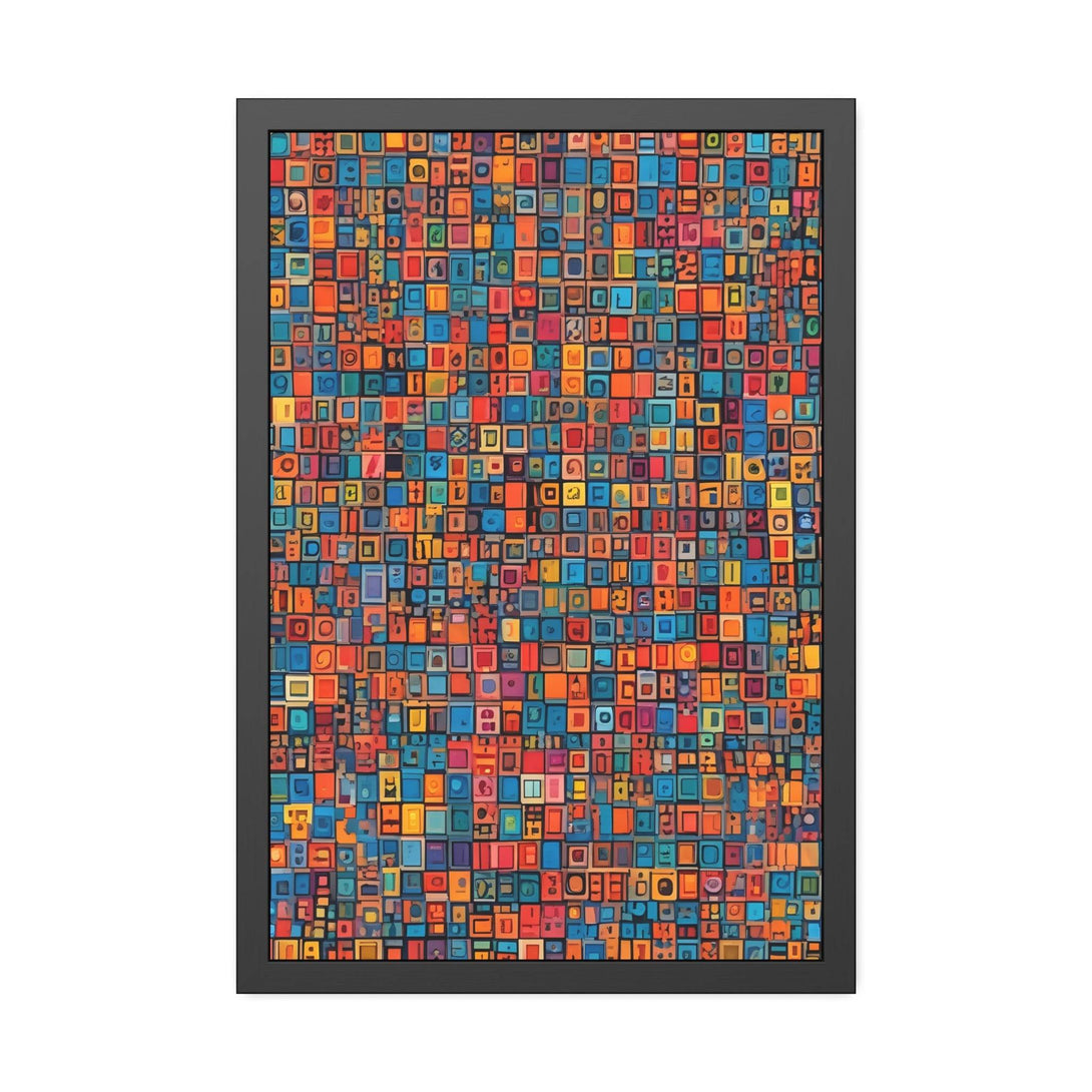 PsEyeCode #1 - Digital Mosaic. (Vibrant Geometric Framed Paper) - Highdellic