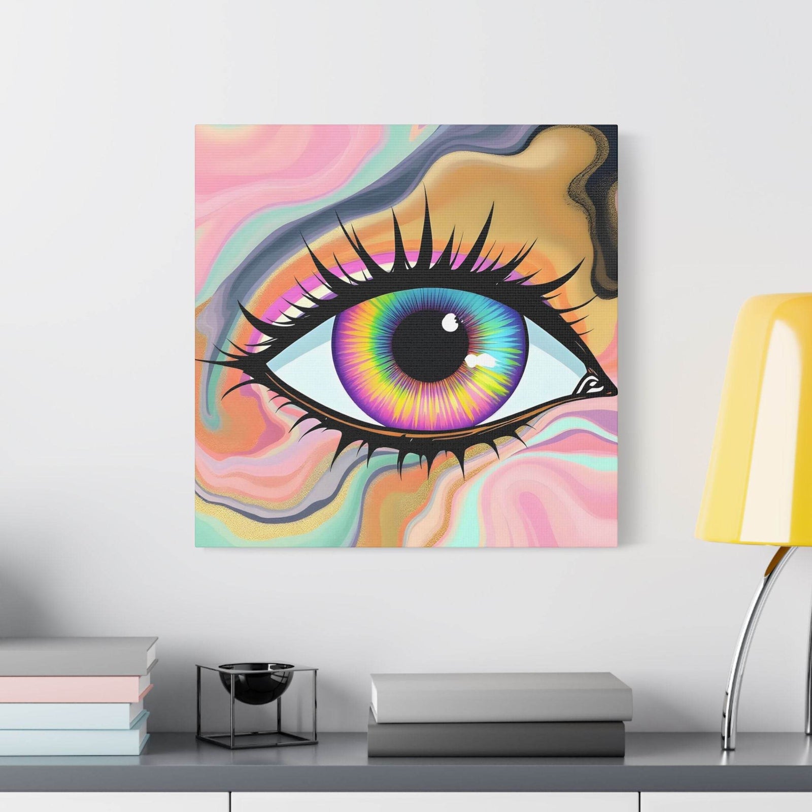 PsEyeFlow #7 - Cosmic Gaze. (Satin Canvas, Stretched) - Highdellic